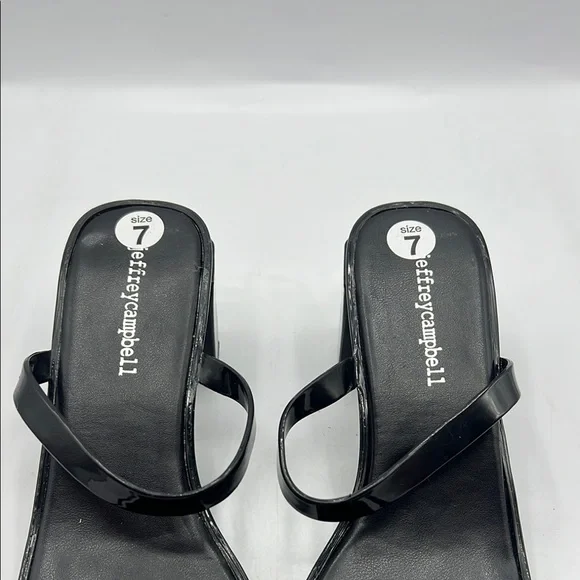 Jeffrey Campbell Sz 7 JAMM-3‎ Jelly Slide Sandal Black Chunky Heel Sandals NEW - Picture 8 of 13
